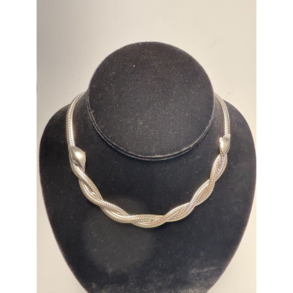 Chunky Chain Necklace Dramatic‎ Twisted Strand Leaf Details Vintage